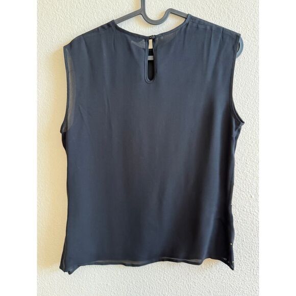 St. John Black Silk Tank Top Sz 2 with Gold Black Rhinestone Embellishment EUC - Picture 3 of 4